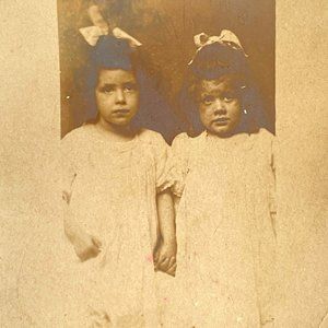 RPPC c1910 Two Young Girls Holding Hands Gel Silver AZO Divided Back Postcard